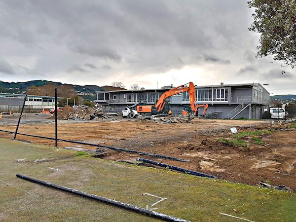 “Demolition work underway to remove tennis court surfaces and fittings at Mitchell Park – 22 June 2023.”